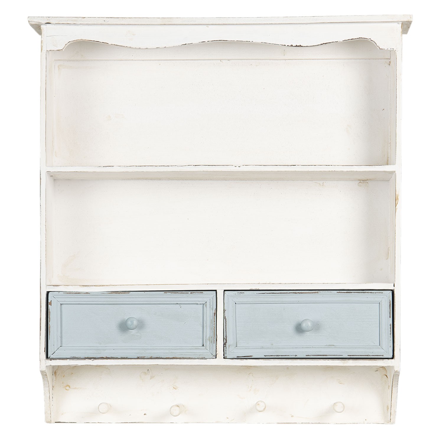 Biela vintage nástenná polička s modrými šuplíčky Vann - 56 * 13 * 60 cm