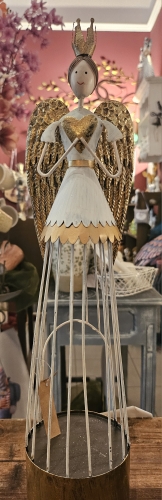 Kovový anjel, zlato biely , 40cm